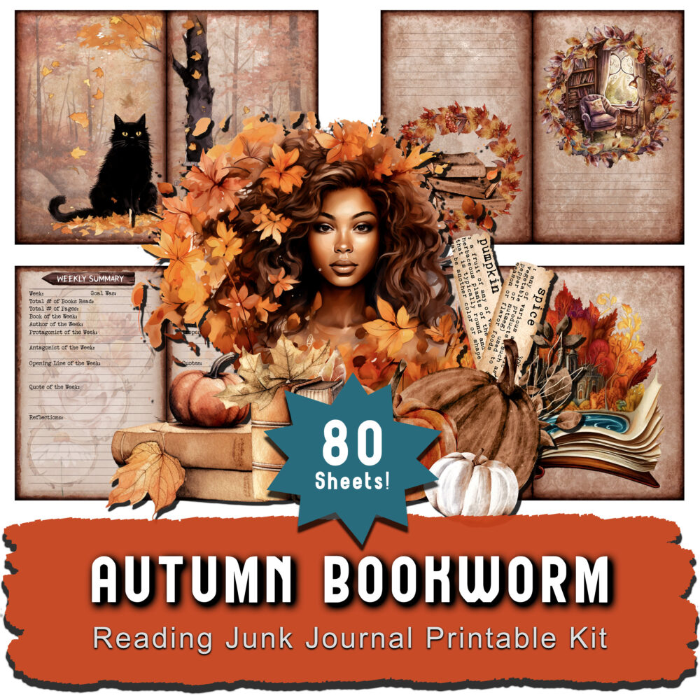 Autumn Bookworm Reading Journal Printable Kit