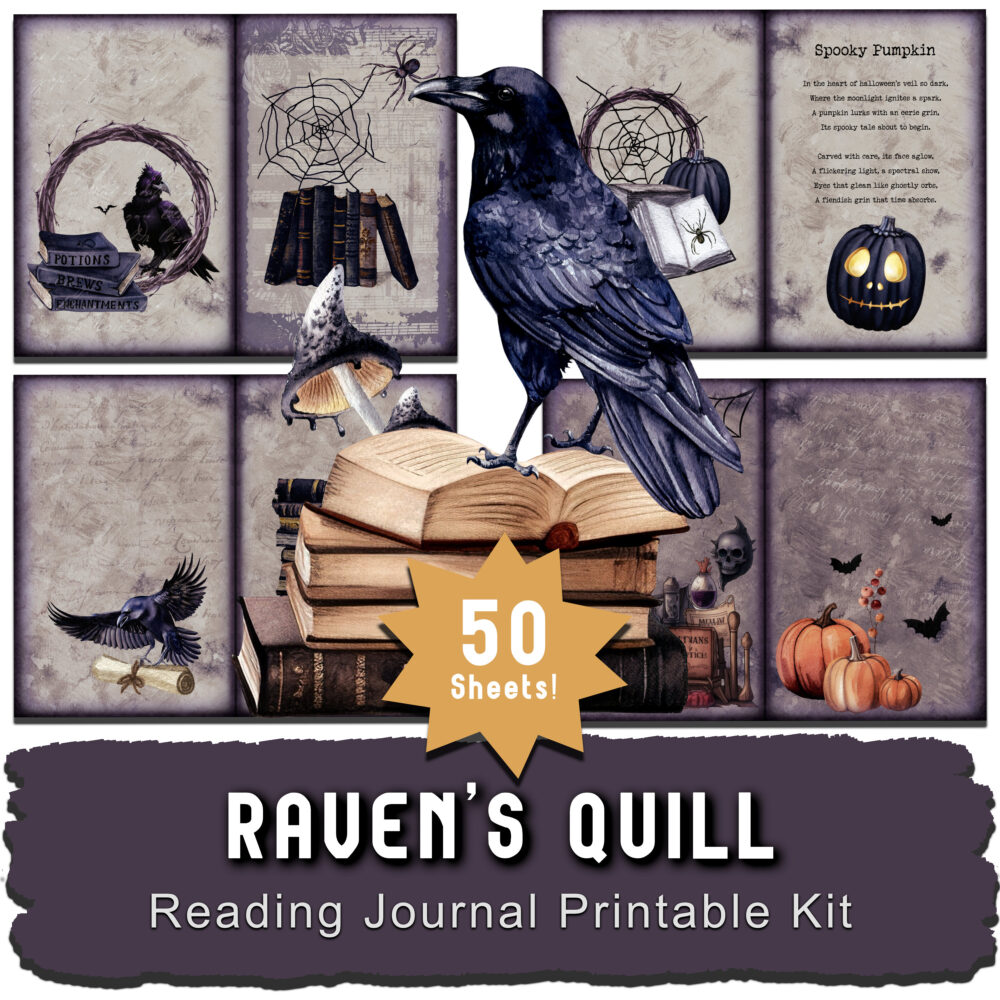 raven's quill reading journal printable kit